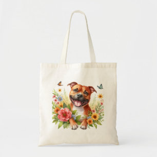 Spring Flowers Red Staffordshire Bull Terrier - Tragetasche