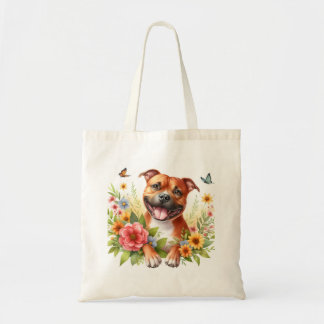Spring Flowers Red Staffordshire Bull Terrier - Tragetasche