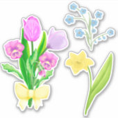 Spring Flowers Scrapbook Stationery Aufkleber (Vorderseite)