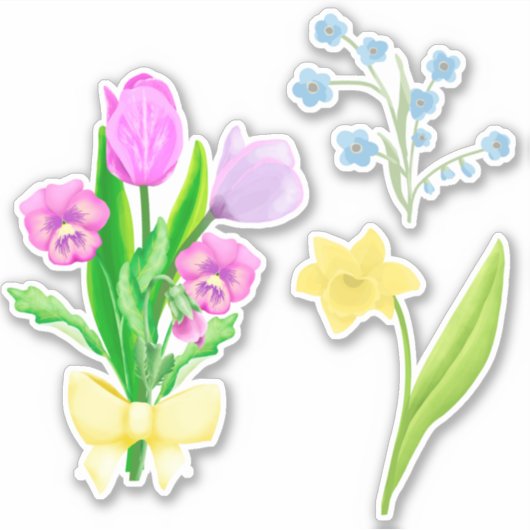 Spring Flowers Scrapbook Stationery Aufkleber (Vorderseite)