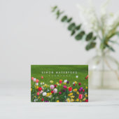 Spring Flowers UK & Euro Business Card Visitenkarte (Stehend Vorderseite)