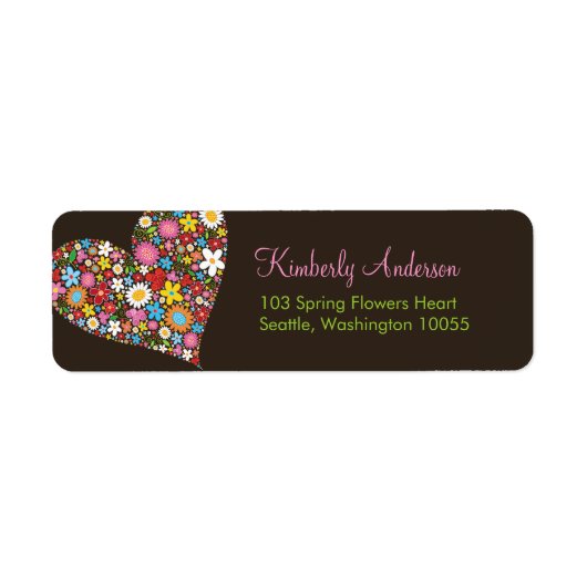 Spring Flowers Valentine Heart Address Labels (Vorne)