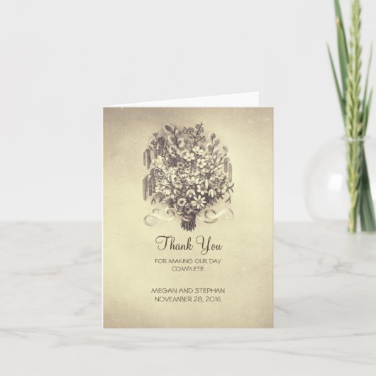 Spring Flowers Vintage Wedding Vielen Dank Dankeskarte (Vorderseite)