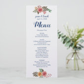 Spring Flowers Wedding Menu Card Menükarte (Stehend Vorderseite)