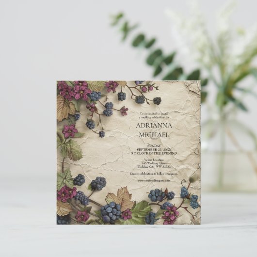Spring Foliage Rustic Wedding Invitation Einladung (Stehend Vorderseite)