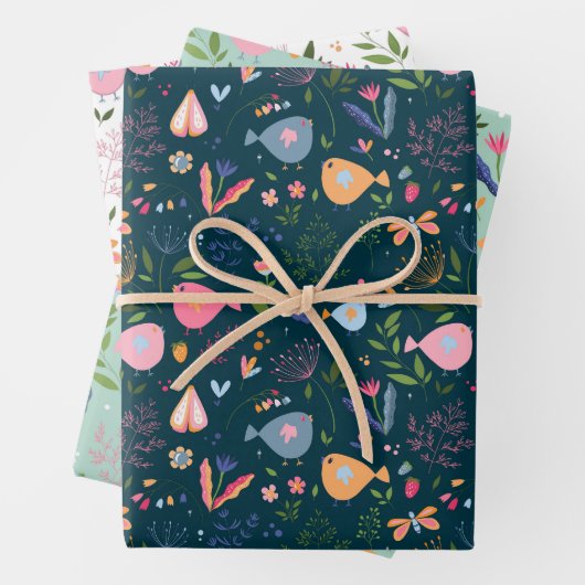 Spring Folk Art Gift Wrap Geschenkpapier Set (Beispiel)
