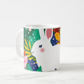 Spring Forest Blume White Bunny Coffee Tasse (Vorderseite Links)