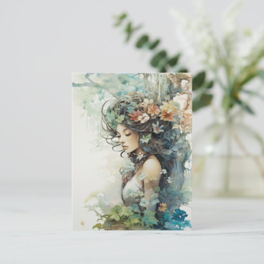 Spring Forest Goddess Postkarte (Stehend Vorderseite)