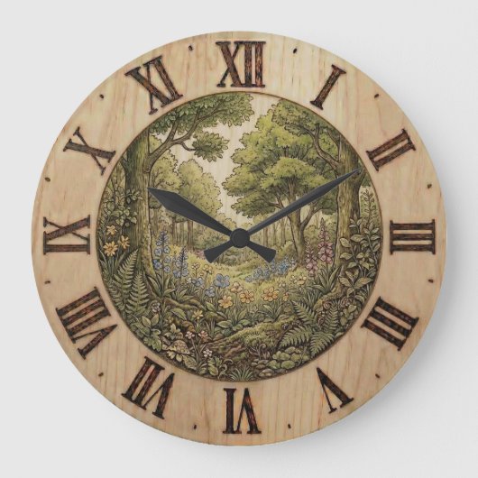 Spring Forest Wall Clock – Nature Decor Große Wanduhr (Vorderseite)