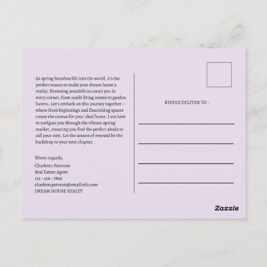 Spring Forward Real Anwesen Marketing Postkarte (Rückseite)