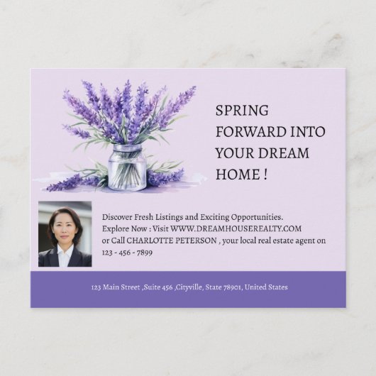 Spring Forward Real Anwesen Marketing Postkarte (Vorderseite)