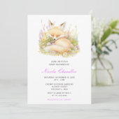 Spring Fox Baby Dusche Einladung (Stehend Vorderseite)