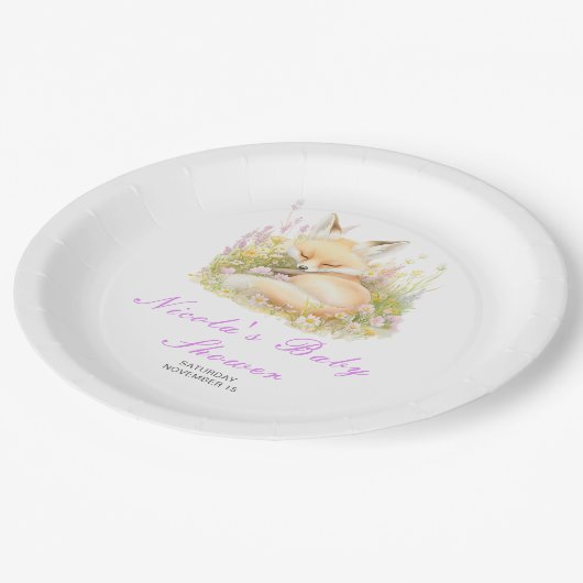 Spring Fox Baby Dusche Pappteller (Schrägansicht)