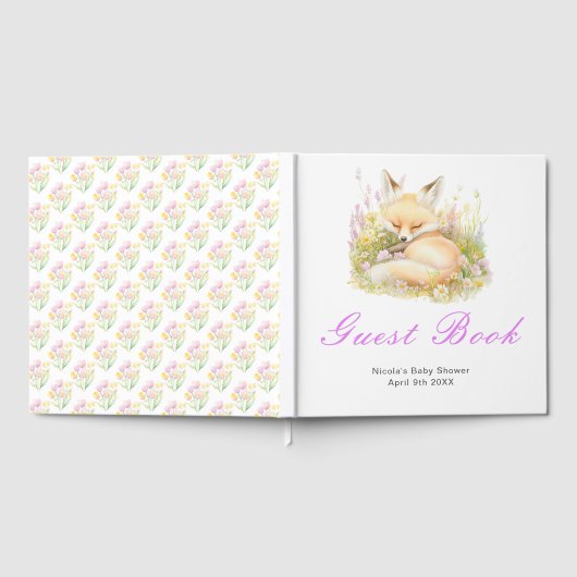 Spring Fox Baby Shower Guest Book Gästebuch (Voll)