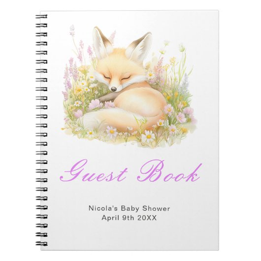 Spring Fox Baby Shower Guest Book Notizblock (Vorderseite)