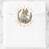 Spring Fox Moon Phase Runder Aufkleber (Tasche)