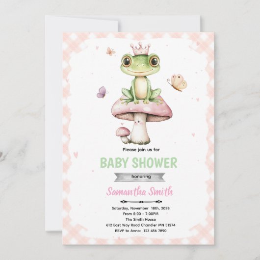 Spring frog baby shower invitation einladung (Vorderseite)