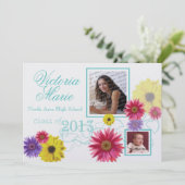 Spring Garden Abschluss Twin Foto Einladung (Stehend Vorderseite)