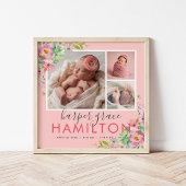 Spring Garden Baby Birth Stats Foto Collage Poster