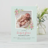 Spring Garden Baby Girl Foto Geburtserklärung Ankündigung (Stehend Vorderseite)