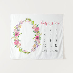 Spring Garden Baby Name Monthly Meilenstein Foto Wandteppich