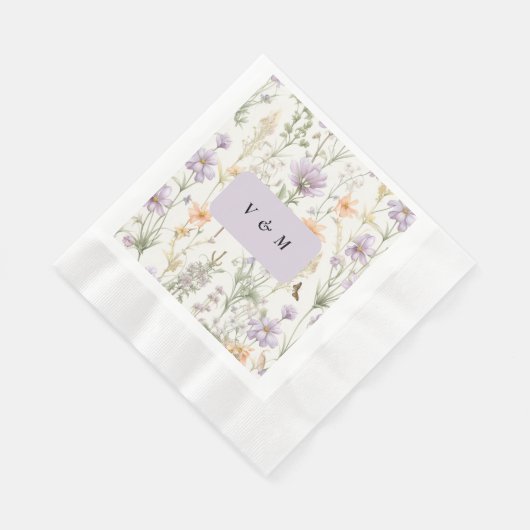 Spring Garden Blue Pink Yellow Lavendel Serviette (Ecke)