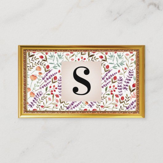 Spring Garden Blume Pattern | Antike Rahmen Visitenkarte (Vorderseite)