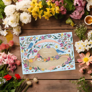 Spring Garden Blume Sun Hat Blue Baby Dusche Einladung