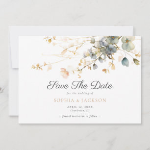 Spring Garden Boho Wildblumen Beige Blue Wedding Save The Date