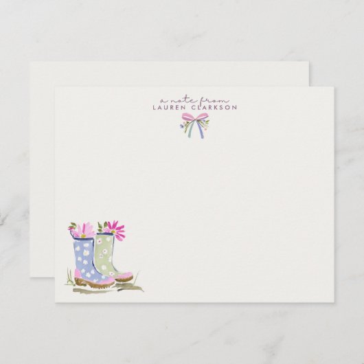 Spring Garden Boots Note Card Einladung (Vorne/Hinten)