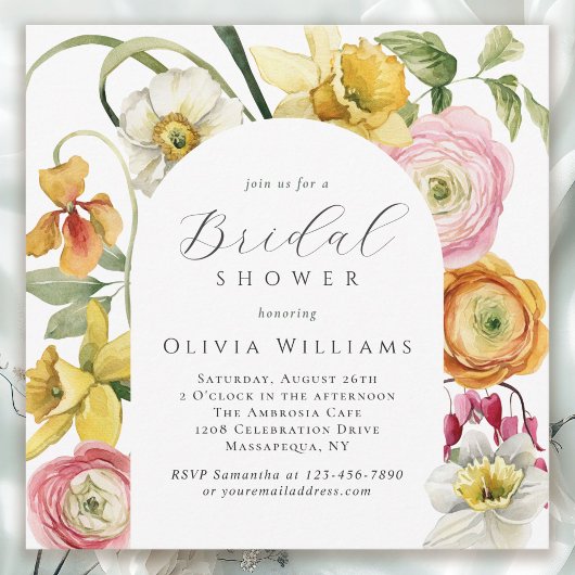 Spring Garden Bright Floral Bridal Shower  Einladung