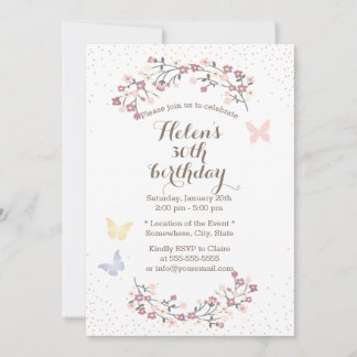 Spring Garden Butterfly & Blume Geburtstagsparty Einladung