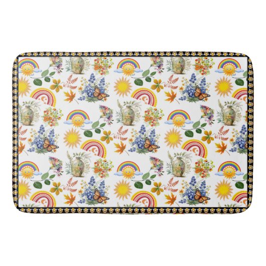 Spring Garden Butterfly Regenbogen Sonnenschein Gr Badematte (Vorderseite)