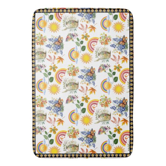 Spring Garden Butterfly Regenbogen Sonnenschein Gr Badematte (Vorderseite Vertikal)