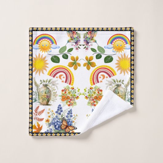 Spring Garden Butterfly Regenbogen Sonnenschein Gr Badhandtuch Set (Waschlappen)