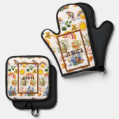 Spring Garden Butterfly Regenbogen Sonnenschein Gr Ofenhandschuh & Topflappen-Set (Vorderseite/Rückseite)