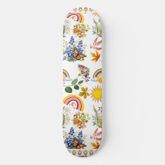 Spring Garden Butterfly Regenbogen Sonnenschein Gr Skateboard (Vorderseite)