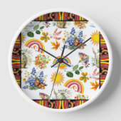Spring Garden Butterfly Regenbogen Sonnenschein Gr Uhr (Vorderseite)
