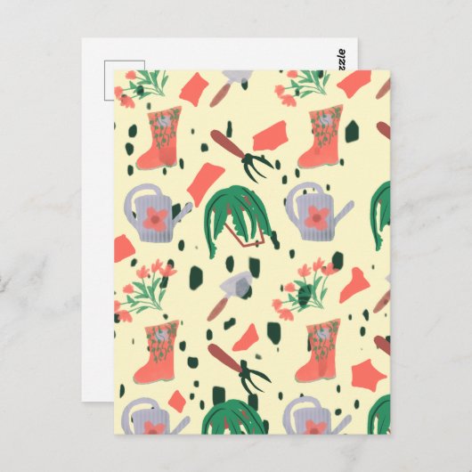 Spring Garden Doodles Illustration Postkarte (Vorne/Hinten)