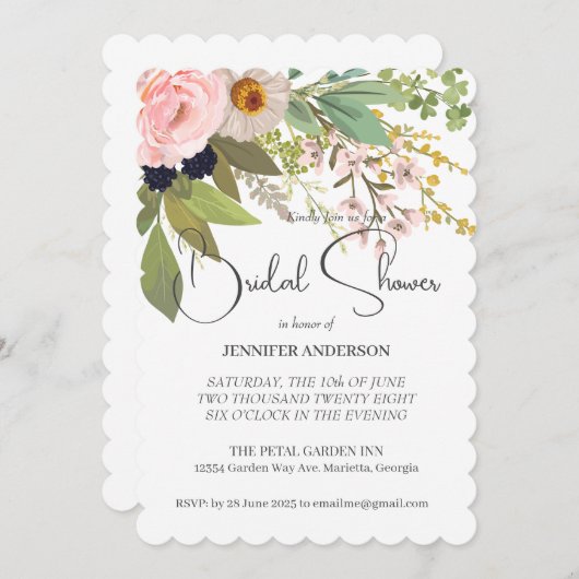 Spring Garden Floral Bouquet Brautparty Einladung (Vorne/Hinten)