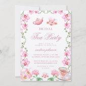 Spring Garden Floral Pink Tee Party Brautparty Einladung (Vorderseite)