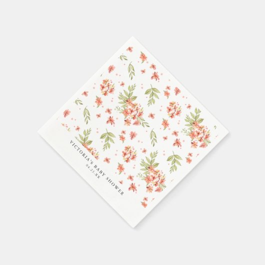 Spring Garden Florals | Wasserfarben-Babydusche Serviette (Ecke)