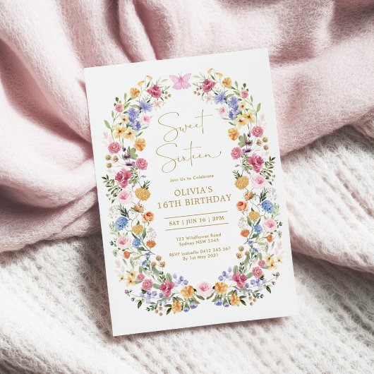 Spring Garden Flower Wreath Sweet 16 Birthday Einladung