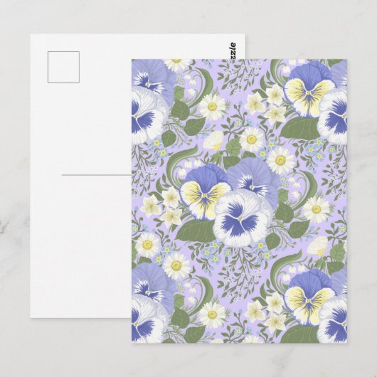 Spring Garden flowers on lavender Postkarte (Vorne/Hinten)