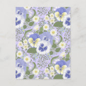 Spring Garden flowers on lavender Postkarte (Vorderseite)
