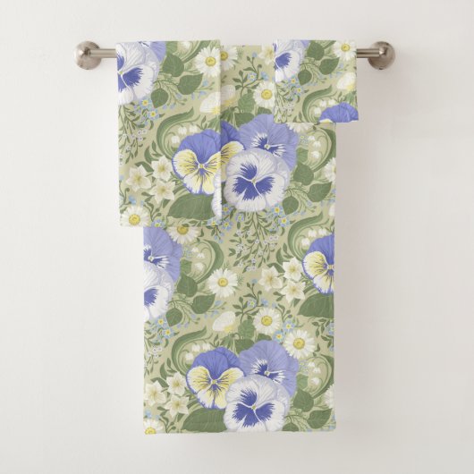 Spring Garden flowers on sage Badhandtuch Set (Insitu)