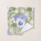 Spring Garden flowers on sage Badhandtuch Set (Waschlappen)