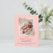 Spring Garden Foto Geburtsankündigung Postkarte (Stehend Vorderseite)