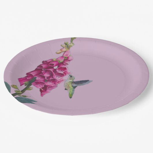 Spring Garden - Hummingbird Paper Plate Pappteller (Schrägansicht)