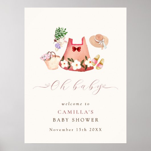 Spring Garden Kleidung Babydusche Begrüßungszeiche Poster (Vorne)